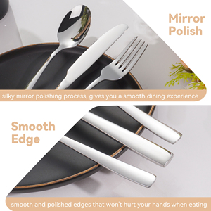 Set di posate con manico quadrato di lusso 5 pezzi Set argenteria argento Set di posate in acciaio inossidabile per il servizio di Catering di ristoranti per feste - Product Image 5