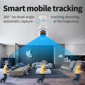 E27 Indoor Smart Wireless 360-degree Body Tracking Light Bulb Camera
