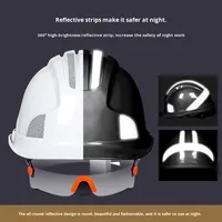 Casque de sécurité à bande réfléchissante Lunettes de protection ABS respirantes Surveillance de chantier Casque de leadership d'ingénierie