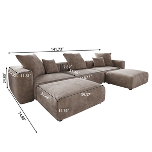 Factory Direct Sale <strong>Affordable</strong> Modern Villa Grey Corduroy Velvet Modular Sofa Hotel <strong>Sectional</strong> Couch for Living Room - Product Image 5