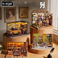 Miniature de chalet DIY pour puzzle 3D, assemblage en bois, scène miniature, ornement, cadeau, jouet, à partir de 14 ans, emballage en boîte colorée
