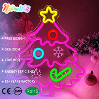 Maßgefertigter Neon-Schild-Hersteller Rosa Weihnachtsbaum LED-Neonschild USB-Betrieben Wanddekoration für Zuhause Schlafzimmer Bar Party Feiertagsgeschenk