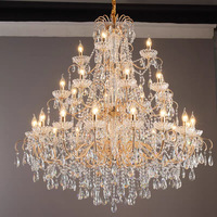Lustre en cristal rétro français-américain pour villa, loft, plafond haut, salon, salle à manger, escalier, maison européenne, décoration