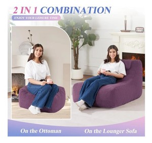 Fauteuil paresseux géant en mousse déchiquetée compressée sous vide, idéal pour salon et bureau, avec ottoman, vente en gros d'usine pour adultes - Product Image 3