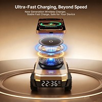 Pengisi Daya Nirkabel Magnetik Cybertruck 15W, Dudukan Pengisi Daya Cepat 15W untuk Ponsel, Jam Tangan, dengan Speaker BT dan Jam Alarm