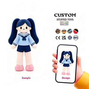 Bambola di Peluche Ragazza dai Capelli Blu con Due Coda di Cavallo, Vendita Diretta dalla Fabbrica, Alta Qualità Realistica, Giocattolo Personalizzato - Product Image 1