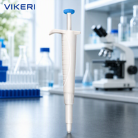 Micropipette de laboratoire de précision à volume fixe, monocanal, ergonomique, légère, OEM, 20-300 µL, boîtier ABS, VIKERI