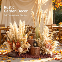 Ensemble de décoration au sol fait main avec herbe de la pampa artificielle réaliste et fleurs séchées, pour mariage, café, coin photo
