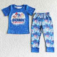 Abbigliamento per neonato pantaloni per camicia sbiancati blu set di abbigliamento per bambini per bambini abbigliamento boutique per bambini pigiama per bambini
