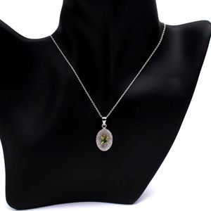 Gemkora Collar con colgante ovalado de peridoto natural para mujer, piedra de nacimiento de agosto, cristal curativo, joyería fina - Product Image 5