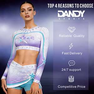 Uniformes de pom-pom girl pour filles adultes manches complètes All Star avec strass personnalisés Costumes de pom-pom girl - Product Image 2
