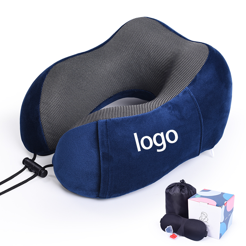 Gray memory foam travel neck pillow