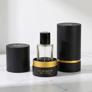 Envase de Tubo de Papel Dorado Negro para Botella de Perfume de 30 ml con Logotipo Estampado en Caliente - Product Image 1