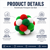 Jouet pour animaux de compagnie en peluche en forme de boule pompon chat de Noël fait main, jouets pour animaux de compagnie en chanvre couineurs pour arbre de Noël, vente chaude pour chats et chiens