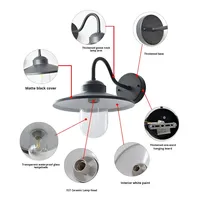 Amerikaanse stijl, eenvoudige, waterdichte ijzeren glazen wandlamp voor buiten, muggenwerend ontwerp, warm wit licht, 3 jaar garantie