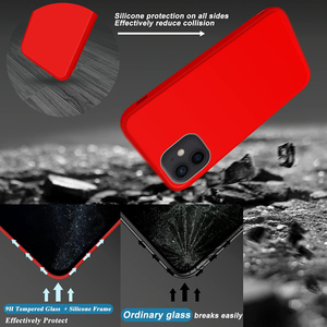 <span class=keywords><strong>Funda</strong></span> de teléfono de vidrio templado con borde de silicona cuadrado de Color rojo con logotipo personalizado para <span class=keywords><strong>iPhone</strong></span> 16 15 14 13 12 11 Pro Max Fundas - Product Image 4