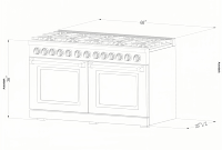 60 pouces. 9,2 Cu. Ft. Réchaud d'extérieur à 10 brûleurs, cuisinière à gaz, four à convection, porte en verre triple couche en acier inoxydable