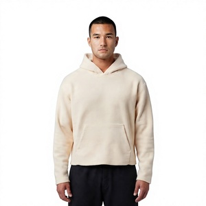 Men's White 100% Cotton Fleece Oversized <b>Sherpa</b> <b>Hoodie</b> Sweatshirt Pullover with Pocket OEM Service for Winter Casual Wear - Product Image 1