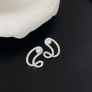 Ruitai – boucles d'oreilles en argent Sterling S925 pour femmes, avec perles et notes musicales, couleur platine, usage quotidien - Product Image 4