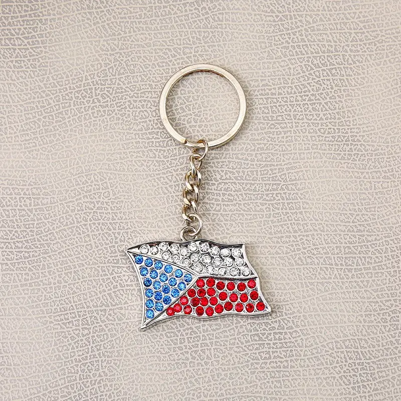 Dubai Thành Phố Du Lịch Lưu Niệm Keychain Kim Loại Dot Kim Cương Long Lanh Mặt Dây Chuyền Singapore Hàng Thủ Công La Mã Trong Kho