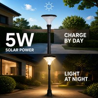 Lámpara Solar LED de Jardín de Alta Luminosidad de 5W y 1/1.5m con Fotocélula + Control de Tiempo + Interruptor Manual para Césped, Jardín, Hotel, Campos de Golf