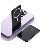 Banques d'alimentation centrale 5000mah forte induction magnétique fonction de charge sans fil 15w chargeur rapide pour téléphone