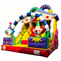 Toboggan gonflable commercial en PVC sur le thème des bonbons et des clowns pour enfants, idéal pour les fêtes de carnaval et la location de parcs de jeux
