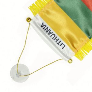 ธงซาตินลิทัวเนียแบบกำหนดเอง ธงติดรถยนต์ขนาดเล็ก พร้อมพู่สีเหลือง - Product Image 3