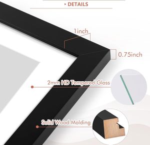S&amp;L 7x14 Black Wood Collage Picture <strong>Frame</strong> with Mat for 3 Openings 4x6 <strong>Photos</strong> Large Wall Mount <strong>Triple</strong> <strong>Photo</strong> <strong>Frame</strong> Home Decor - Product Image 5