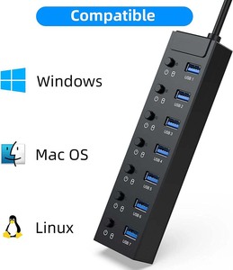 Interruptores de alimentación individuales y LED Transferencia DE DATOS DE 7 puertos 5Gbps USB 3,0 HUB para teclado de ratón HDD T-flash - Product Image 2