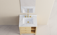 Meubles de salle de bain modernes de 30 pouces avec dessus en céramique frittée, miroir LED mural, en vente