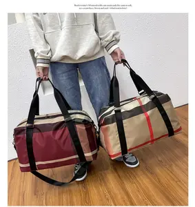Bolsa de bagagem xadrez portátil, bolsa de mala de xadrez com grande capacidade para o fim de semana, separação molhada e seca, para academia e viagem