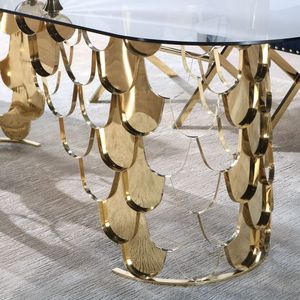 Mobili da ristorante da pranzo in vetro di lusso tavolo da matrimonio <span class=keywords><strong>tavoli</strong></span> da matrimonio con piano in vetro riflettente in acciaio inossidabile per eventi - Product Image 4