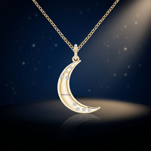 Colgante de Luna Creciente para Mujer con Diamantes de Corte Brillante, Oro 10K 14K 18K, Plata 925 935, Romántico, para Uso Diario, Regalo, Fiesta, Estilo Étnico - Product Image 1