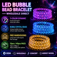 Bracelet LED Lumineux en Gros, Bracelet Lumineux à Perles Bulles, 7 Couleurs Clignotantes, Brille dans le Noir pour Concerts et Fêtes