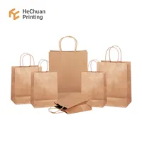 Weihnachts geschenk Taschen biologisch abbaubare Einkaufstasche flacher Boden benutzer definierte Logo braune Griffe Papier Kraft Tasche