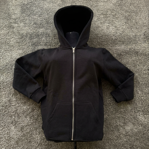 Unisex <b>Black</b> Hooded Zip-Up Fleece <b>Sweatshirt</b> Regular Fit Casual Autumn Wear Solid Color Knitted Cotton Material - Product Image 1