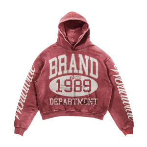 Sweat à capuche oversize vintage personnalisé, streetwear, écologique, imprimé de strass tissés de luxe, style français, pour homme, automne - Product Image 2