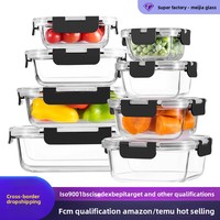 Bestseller - Ensemble de 8 boîtes à lunch en verre borosilicate de haute qualité - Design minimaliste moderne - Compatible avec le micro-ondes - Compatible avec le réfrigérateur - Pour adultes