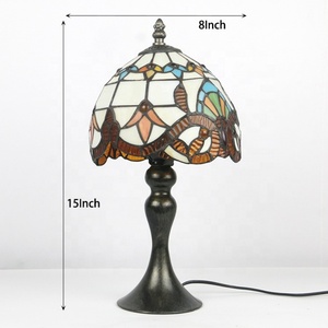 LongHuiJing Baroque <b>Small</b> Mini Tiffany Table Lamp With Colourful Stained Glass Lampshade Handmade Art Lamps - Product Image 6