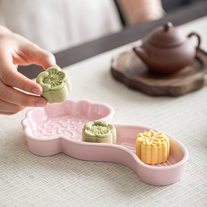 Ruyi <b>Ceramic</b> Dessert <b>Plate</b> Irregular Shape Porcelain Chinese Zen Tea Ceremony Fruit Platter Sweet Dish Tea Set Accessory - Product Image 5