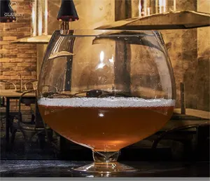 Grande chope à bière de 3 litres Verre à vin en cristal sans plomb Tasse à bière en verre transparent à sublimation