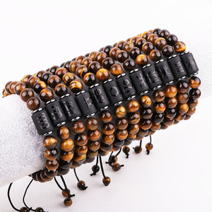 Fábrica de joyería OEM diseño piedra Natural hombres pulsera marrón <span class=keywords><strong>Ojo</strong></span> de Tigre 12 Zodiaco astrología amistad pulsera logotipo personalizado - Product Image 1