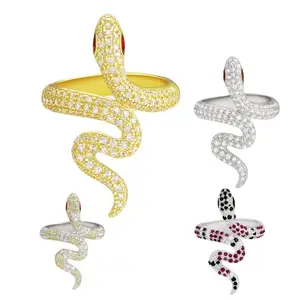 KRKC 42 S 925 silver styles cz irregular enamel bulk wire wrapped jewelry snake ring for women