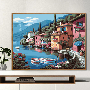 Pittura a olio su tela fai da te mare città e barca dipingi per numero immagine su tela <span class=keywords><strong>la</strong></span> stampa su tela soggiorno - Product Image 2