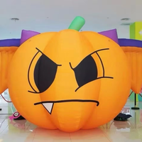 Calabaza Inflable Gigante Personalizada con Sombrero, Mascota con Luz LED, Decoración para Halloween, Adornos de Halloween para Exteriores