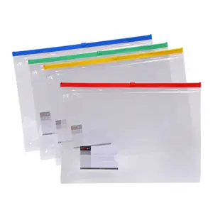 US-F56 Kunststoff Zipper Datei Tasche A4 Größe Datei Umschlag Dokument Tasche Papier Taschen Brief Ordner PVC Material