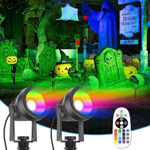 Foco LED <span class=keywords><strong>de</strong></span> Jardín con Cambio <span class=keywords><strong>de</strong></span> Color, IP65 Impermeable, Bajo Voltaje, Colorido, con Estaca y Control Remoto - Product Image 1
