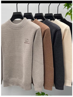 Pull en tricot ample à col rond de haute qualité pour hommes, motif uni, pour adolescents, printemps-automne