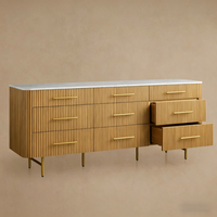 Commode Finnley à neuf tiroirs, moderne, faite à la main en bois massif, de haute qualité pour chambre à coucher, table de toilette